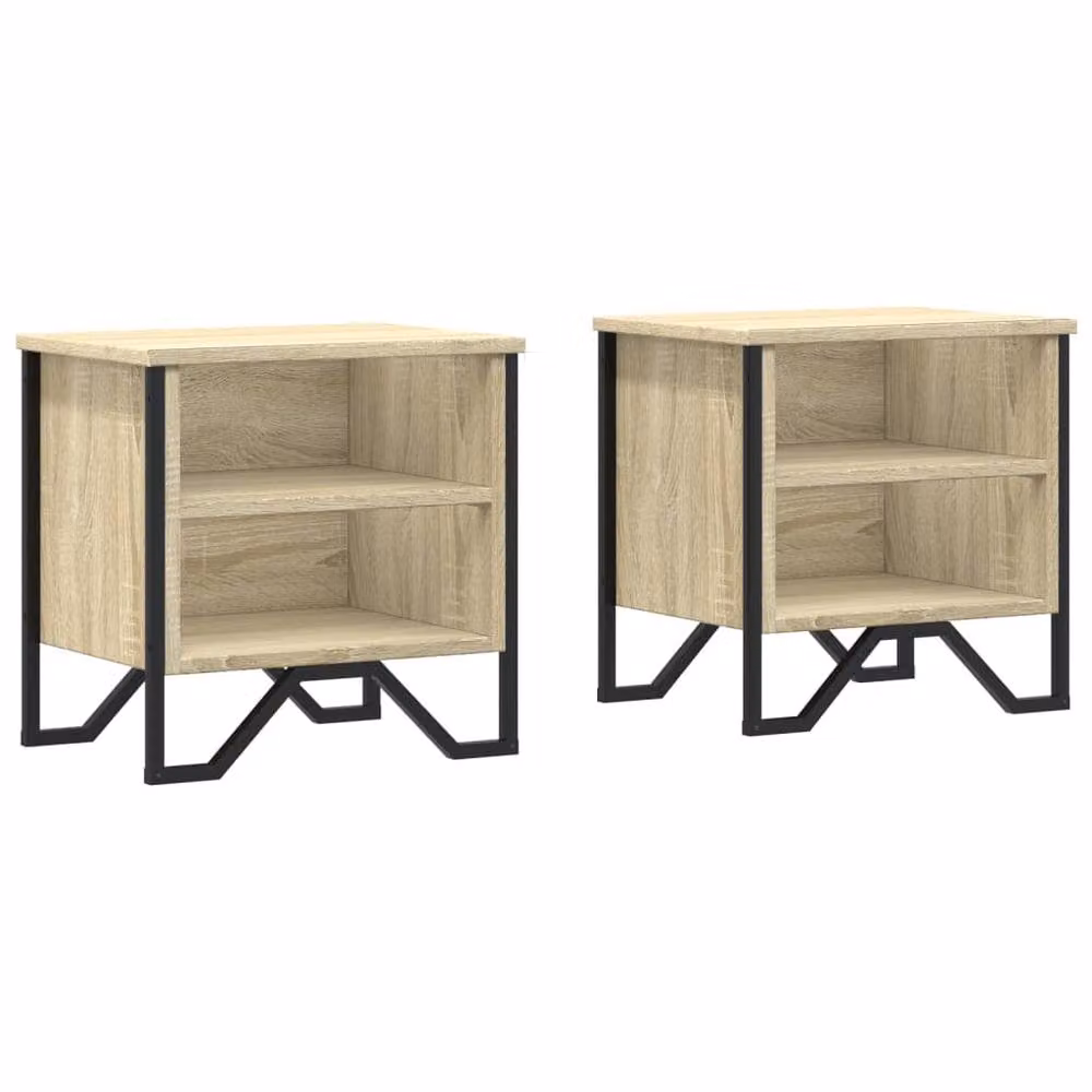 Berkfield Home Decorative Bedside Cabinet Set of 2 in Sonoma Oak, Light Tan, W/D/H: 40 x 30 x 40 cm – 2
