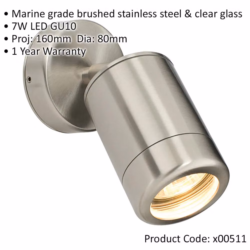 Loops 4 Pack Adjustable IP65 LED Spotlight, 7W GU10, Silver Marine Grade Stainless Steel – 2