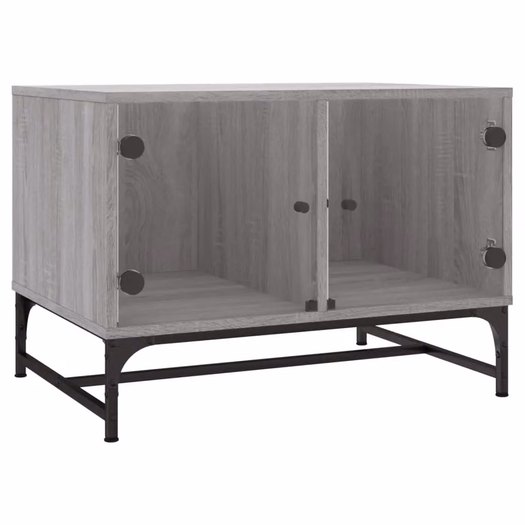 Berkfield Home Coffee Table with Glass Doors in Grey Sonoma, W/D/H: 50 x 50 x 68.5 cm – 2