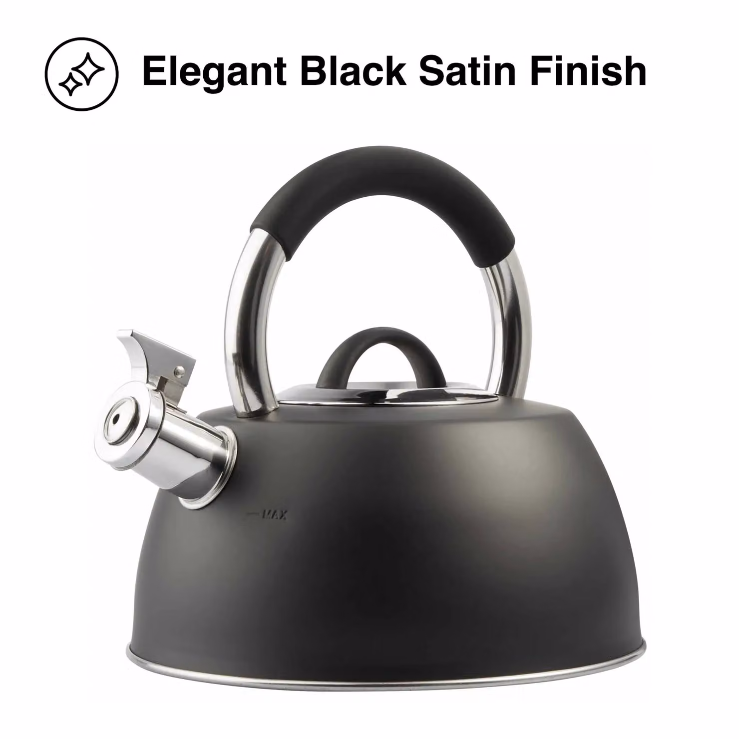 VonHaus 2.5L Stainless Steel Whistling Stove Top Kettle in Black – 7