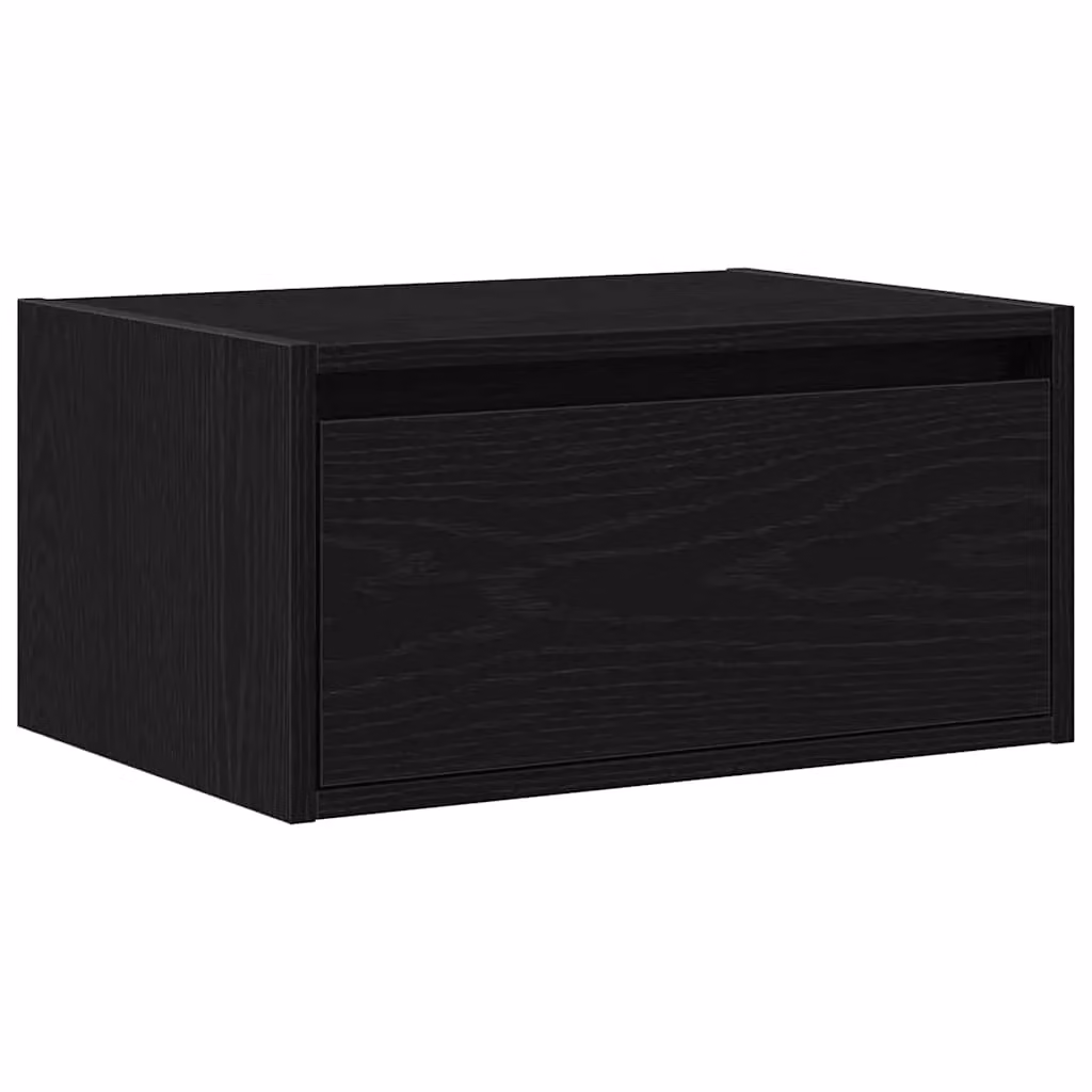 Berkfield Home Wall-mounted Bedside Cabinet with Integrated LED Lights in Black Oak – 3
