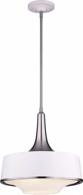 Elstead Holloway 4 Light Dome Ceiling Pendant in White and Silver with E27 Metal and Glass Construction