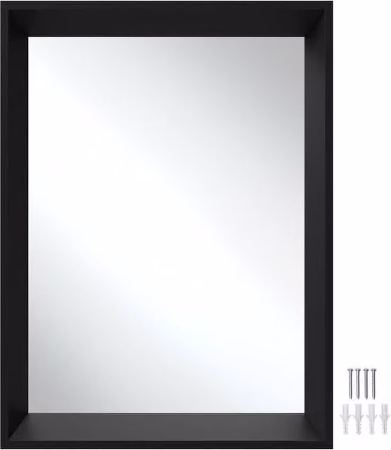 tectake Rectangular Minimalist Wall Mirror in Black, W: 50 cm, H: 70 cm – 8
