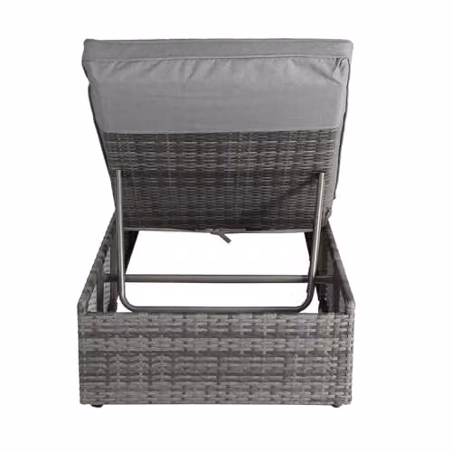 CHARLES BENTLEY Grey Rattan Reclining Sun Lounger with Weatherproof Cushion, W/D/H: 196 x 66 x 29 cm – 3