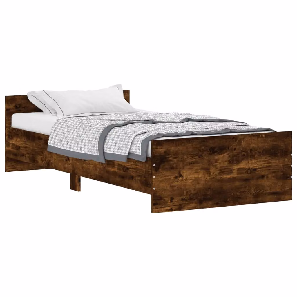 Berkfield Home Single Bed Frame in Smoked Oak, Brown, W/D/H: 90 x 190 cm – 2
