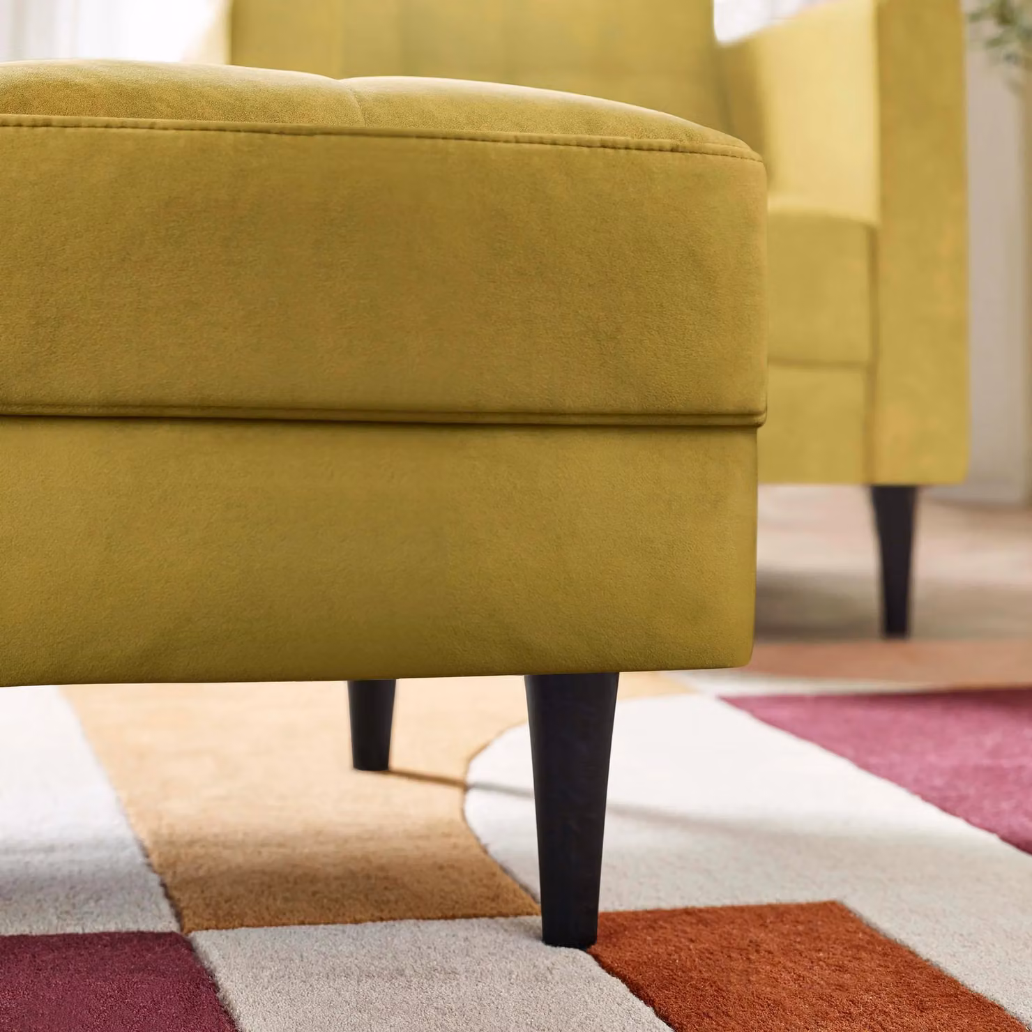 FurnitureboxUK Jade Velvet Chesterfield Footstool in Yellow – 2