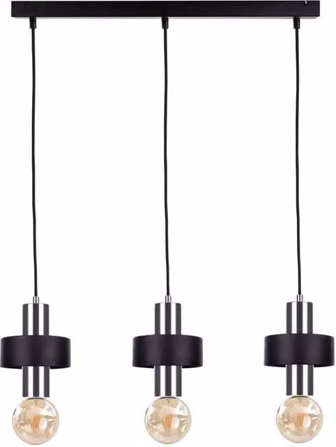 Netlighting Unica Bar Pendant Ceiling Light in Black and Silver, 60 cm, 3x E27