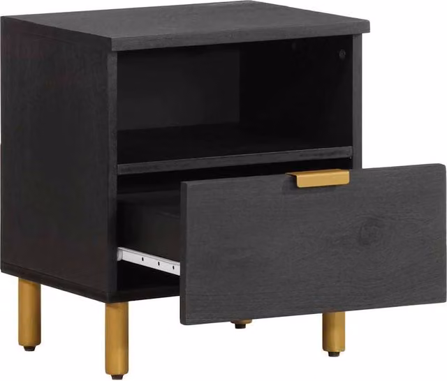 Berkfield Home Classic Bedside Cabinet in Black, W/D/H: 40 x 33 x 46 cm