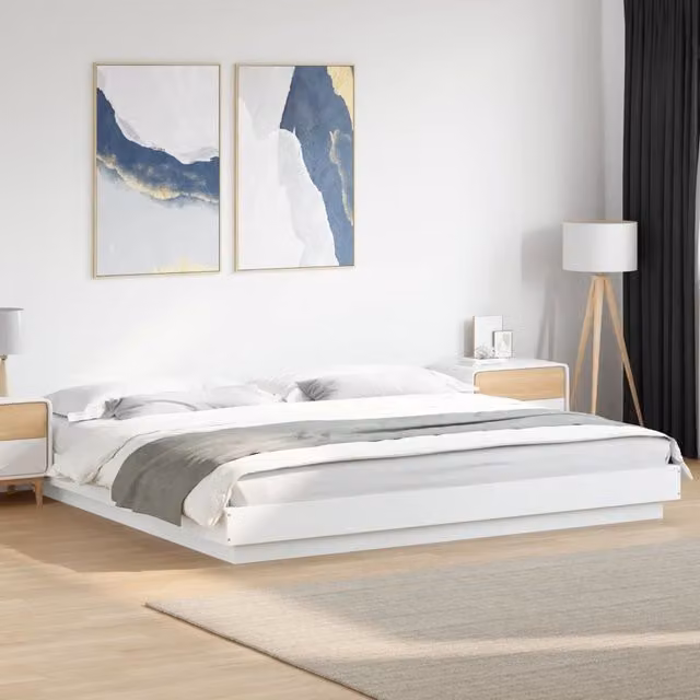 Berkfield Home Super King Bed Frame in White, W/D/H: 180 x 200 cm – 1