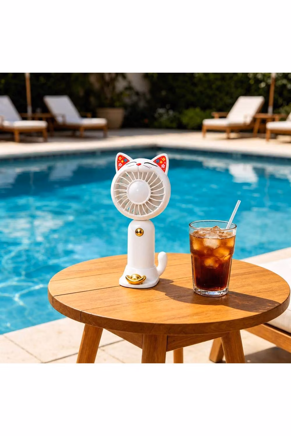 Dyzi Mini Cat Ear Handheld Fan, Rechargeable USB Portable Desk Fan in White – 3