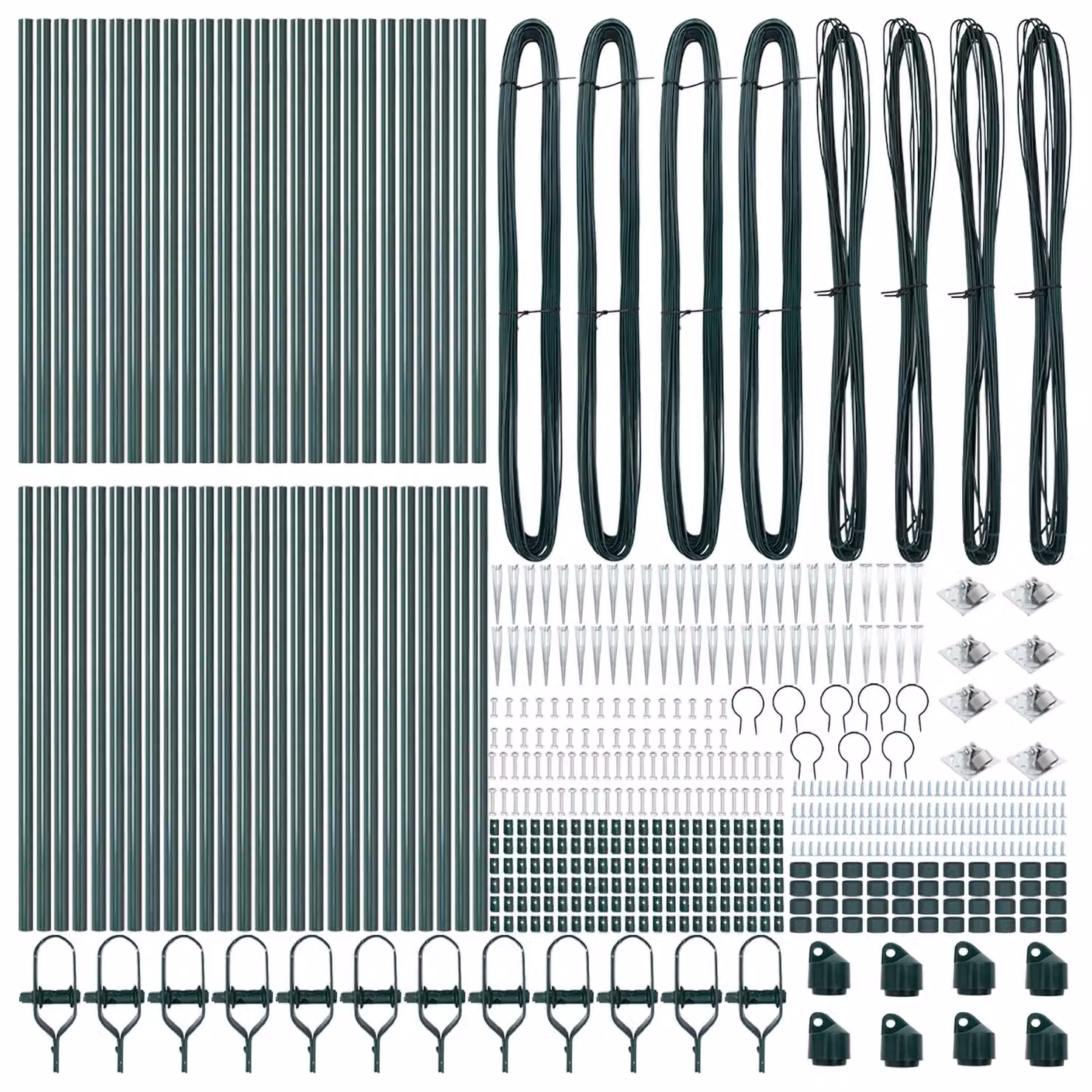 Berkfield Home 52-piece Set of Green Galvanised Steel Round Fence Posts with Spikes, Height: 60 cm, Diameter: 32 mm – 3