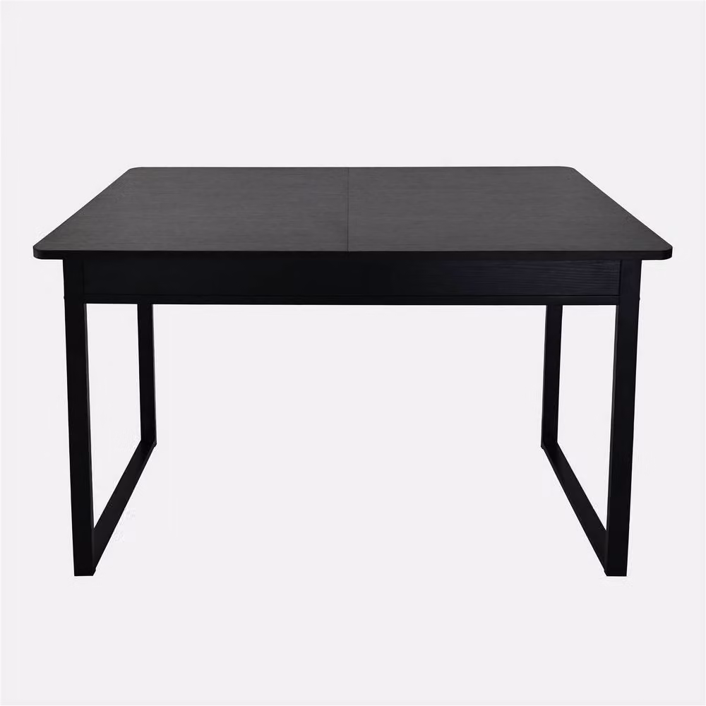 OHS Chevron Extendable Rectangular Dining Table in Black Matt MDF and Metal, 4-6 Seater – 2