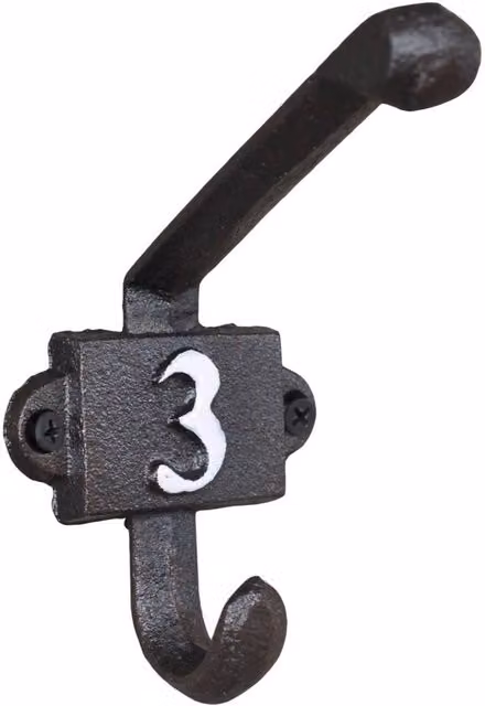 Gifts Direct 2 U Heavy Duty Cast Iron Number 3 Wall Mounted Hook in Black – 1