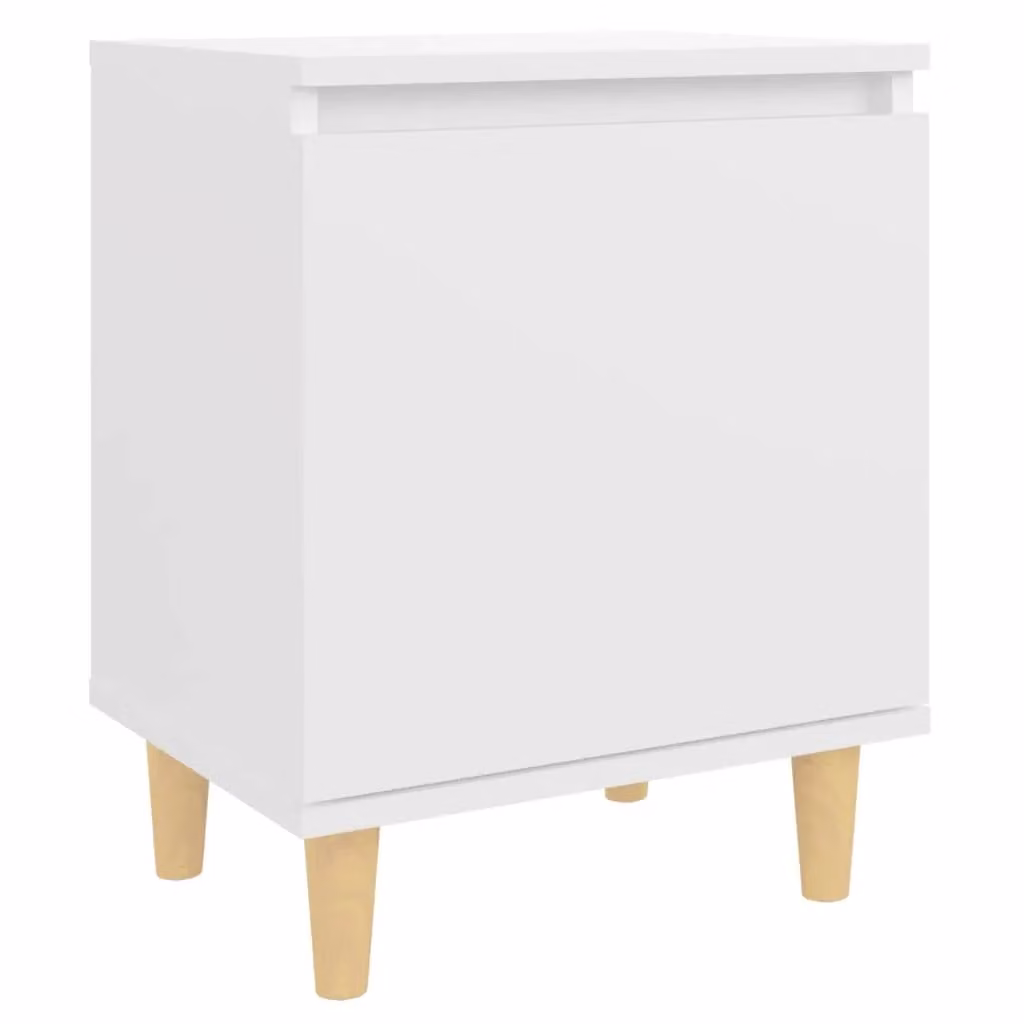 Berkfield Home Bed Cabinet with Solid Wood Legs in White, W/D/H: 40 x 30 x 50 cm – 2