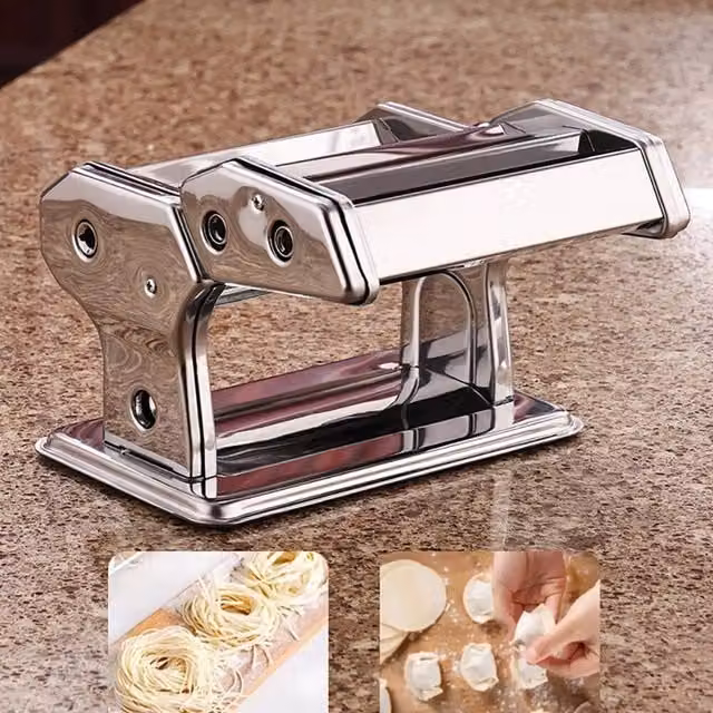 EONLION Stainless Steel Manual Spaghetti Pasta Maker Machine in Silver