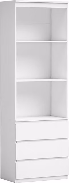 HOMCOM White Tall Bookcase with Shelves and Drawers, Height: 180 cm