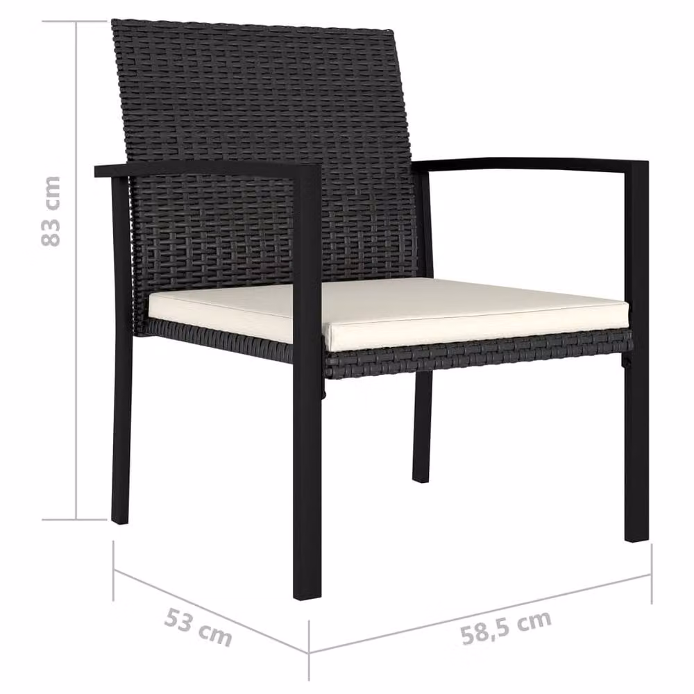 Berkfield Home Set of 4 Modern Black Poly Rattan and Steel Garden Dining Chairs – 5