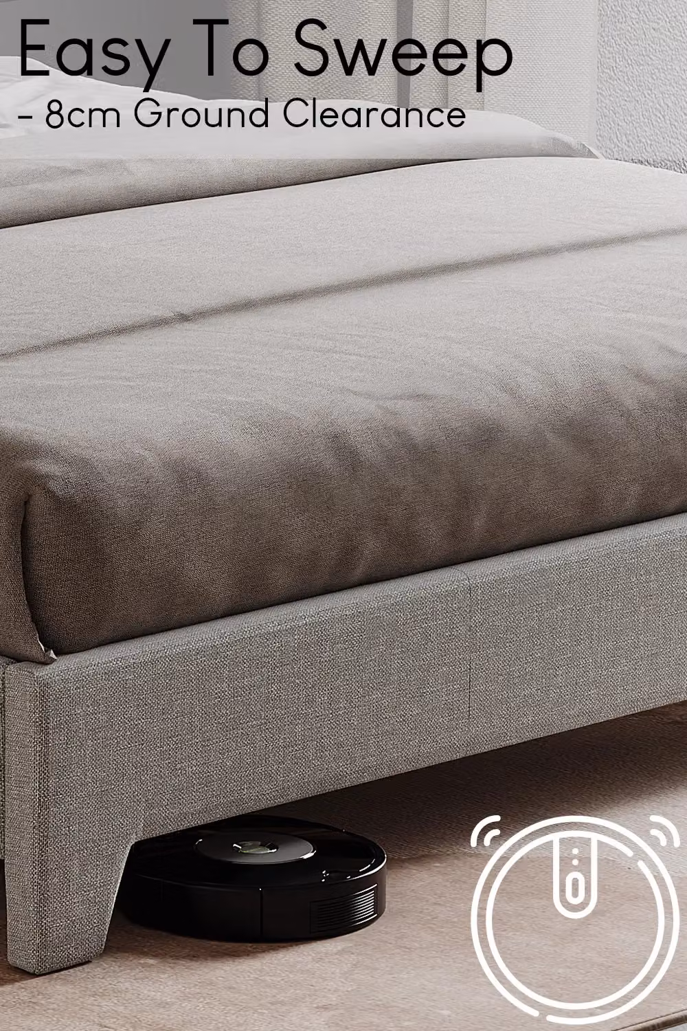 Vida Designs Victoria Double Bed Frame in Light Grey Velvet Fabric with Storage W/D/H: 142.0 x 140 x 200 cm – 3