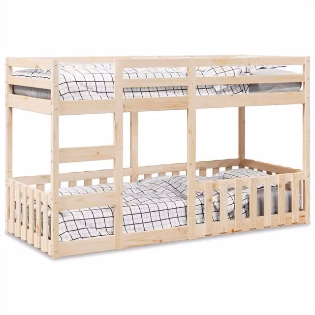 Berkfield Home Rustic Solid Wood Pine Bunk Bed in Beige, W/D/H: 90 x 200 cm