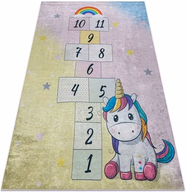 RugsX Bambino Kids Motif Rug in Pink and Multicolour, W: 200 cm, D: 290 cm