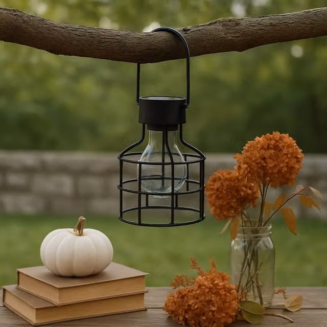 Voltico 2-Piece Set of Hanging Retro Solar LED Garden Lanterns in Black – 1