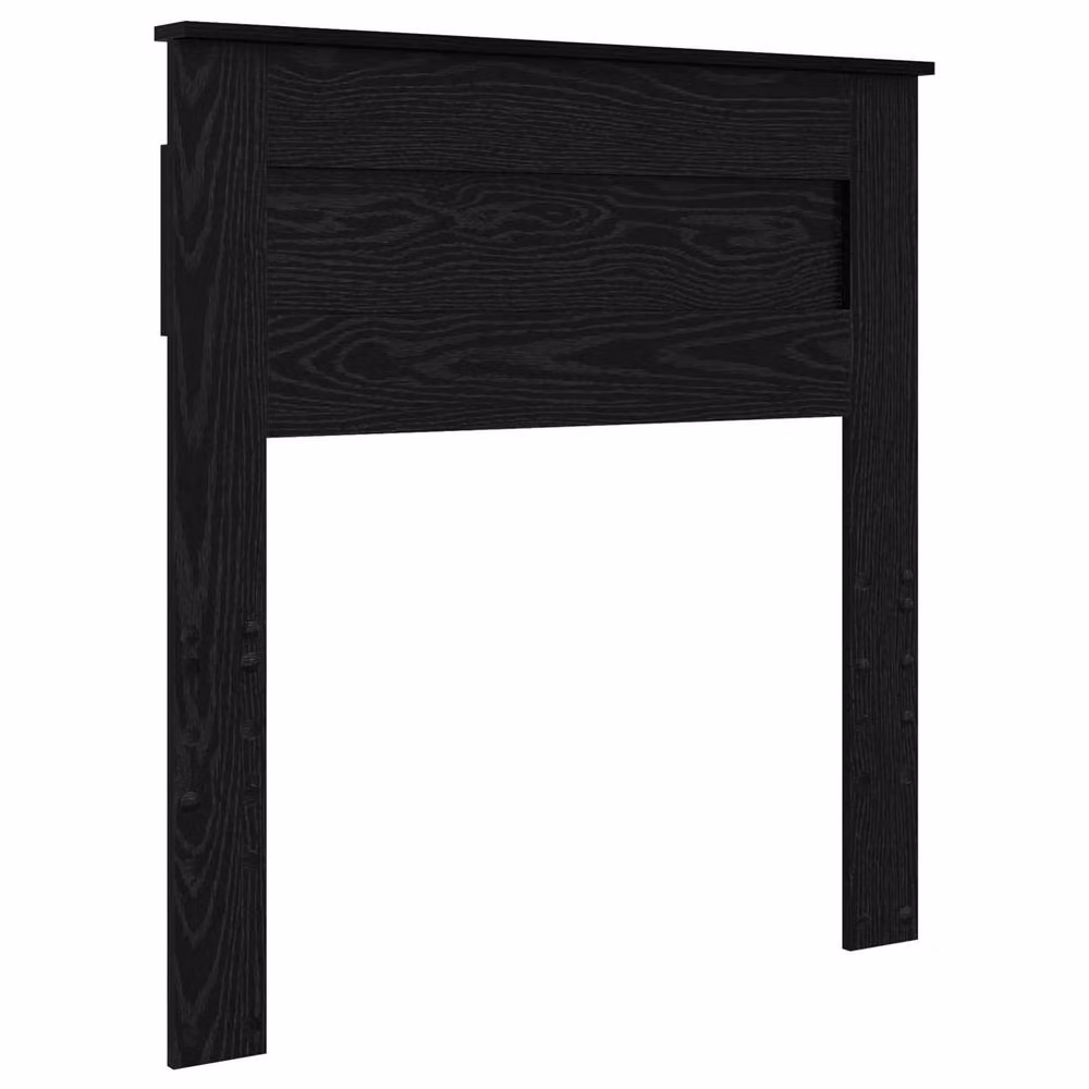 Berkfield Home Modern Bed Frame with Headboard in Black, W/D/H: 100 x 200 cm, Solid Pine and Engineered Wood – 3