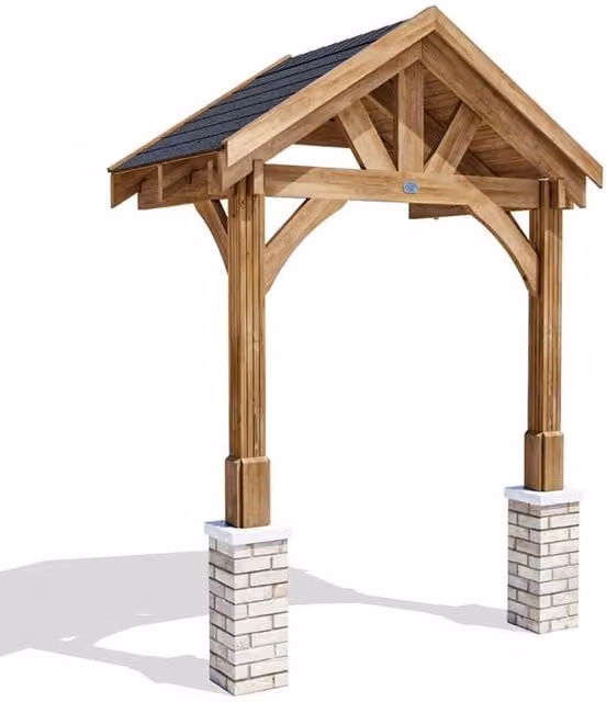 Dunster House Pressure Treated Wooden Gable Porch Canopy in Brown