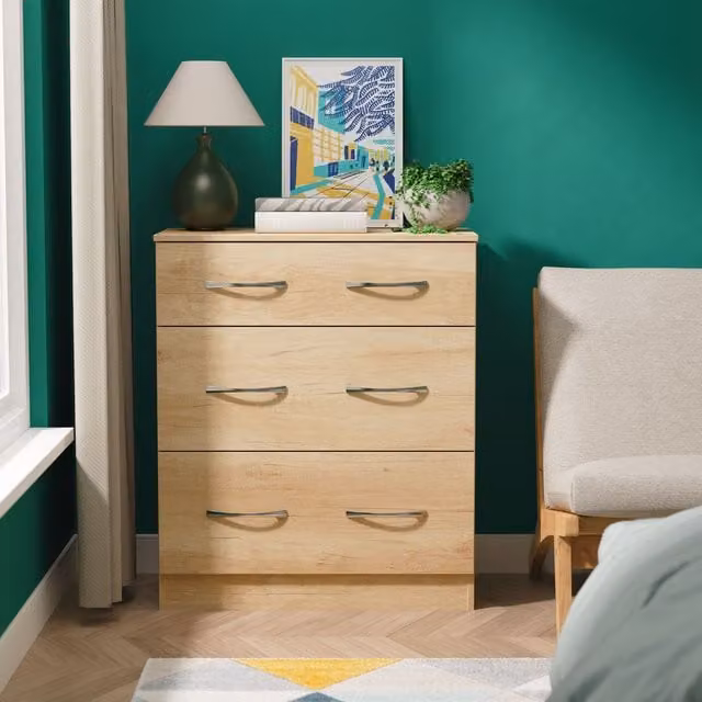 Ready Assembled 2 U Hampshire 3 Drawer Deep Chest in Light Brown – 1