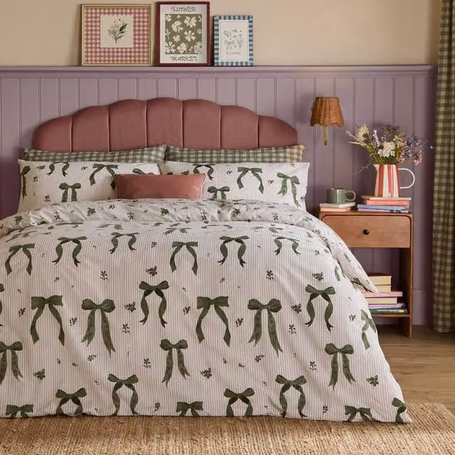 Furn Belle Stripe Reversible Duvet Cover Set in Green, W/H: 90 x 200 cm