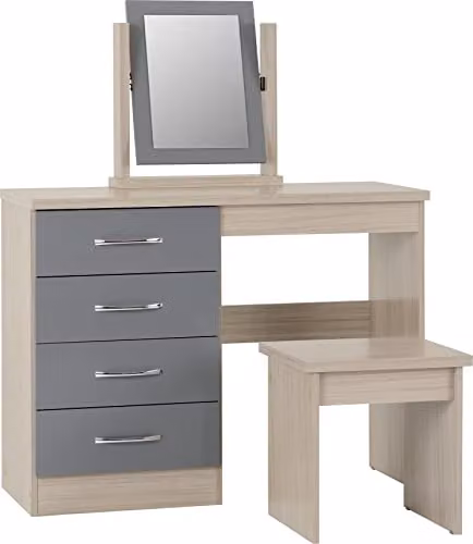 Seconique Nevada Dressing Table Set in Grey Gloss and Oak – 1