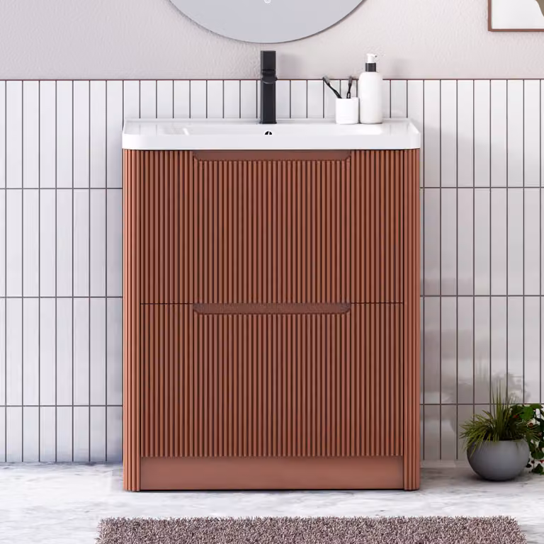 Royal Bathrooms Avenza 700mm Terracotta Clay Floor Standing Vanity Unit with 2 Drawers and Ceramic Basin