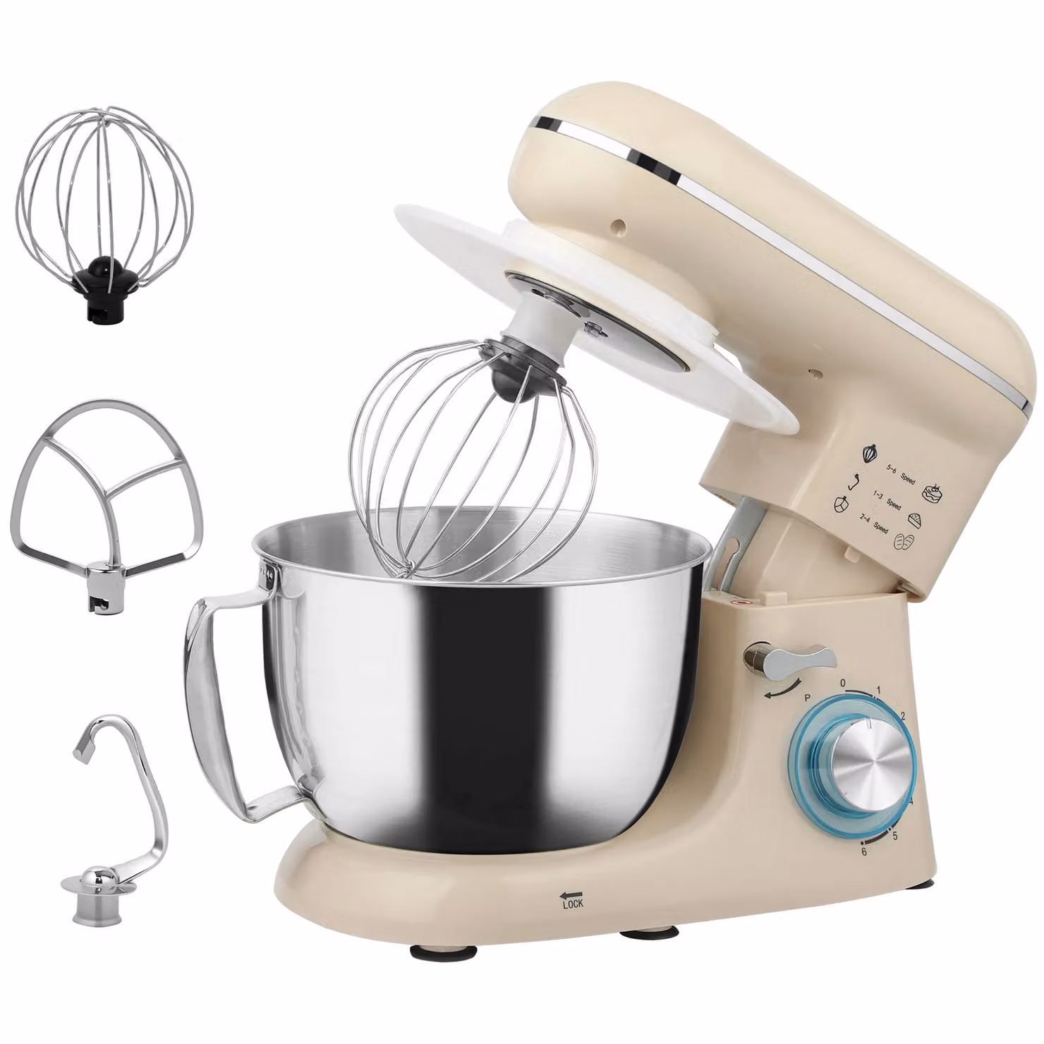 HOMCOM 1300W Electric Stand Mixer with 4.5L Capacity and 6 Speeds in Beige – 2