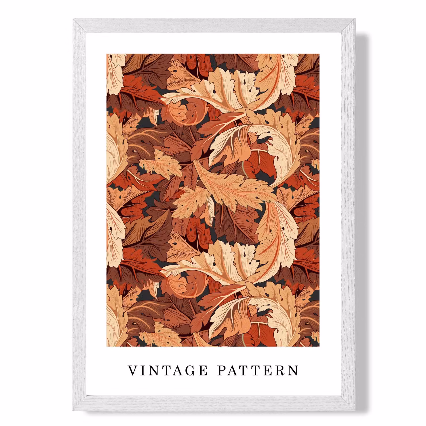 ARTZE William Morris Acanthus Floral Art Print in Orange with White Frame – 2