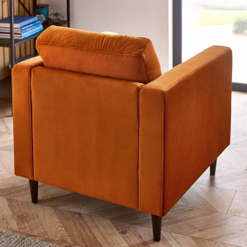 FurnitureboxUK Jade Velvet Chesterfield Armchair in Burnt Orange with Solid Wood Frame – 2