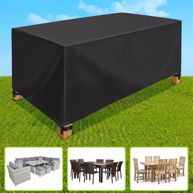 EONLION Black Water-Repellent Oxford Fabric Garden Table Cover – 1