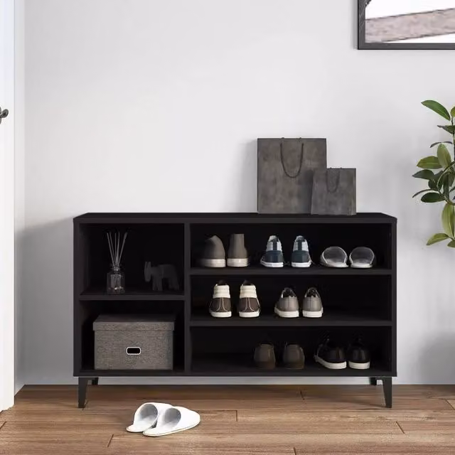 Berkfield Home Modern Black Shoe Cabinet W/D/H: 102 x 36 x 60 cm