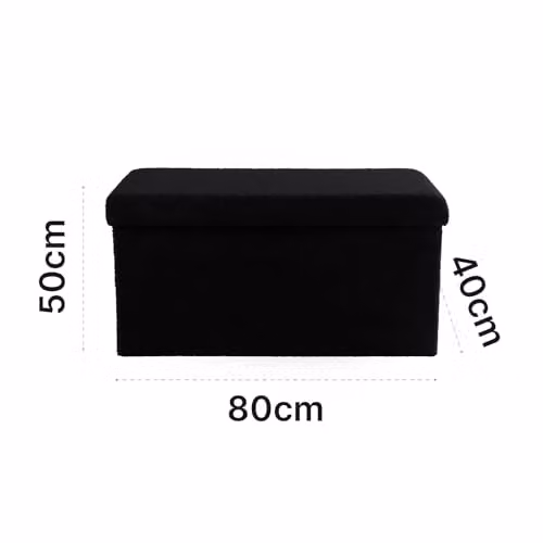 OHS Large Boucle Ottoman Storage Box and Footstool in Black, W/D/H: 40 x 40 x 40 cm – 5