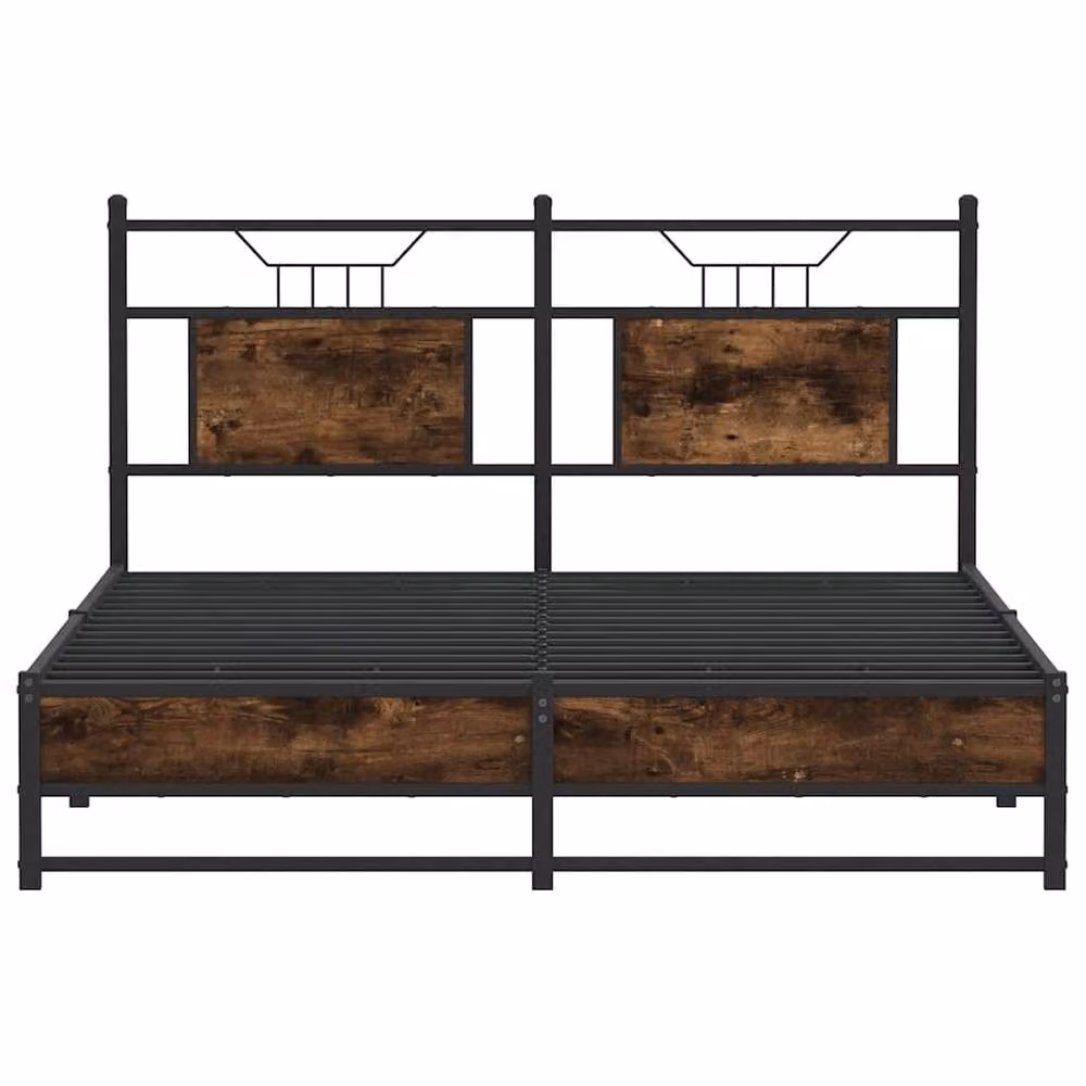 Berkfield Home Decorative Bed Frame in Smoked Oak and Brown with Drawers, W/D/H: 140 x 200 cm – 4
