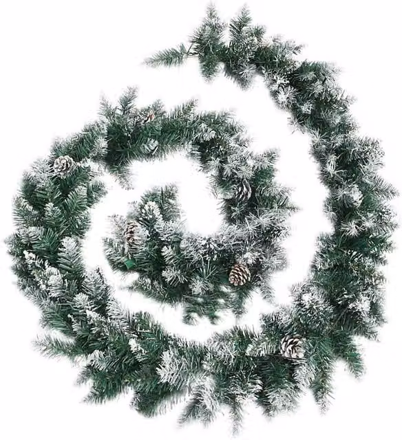 Berkfield Home Christmas Garland with Multicolour LED Lights, Green PVC, 5.2 m