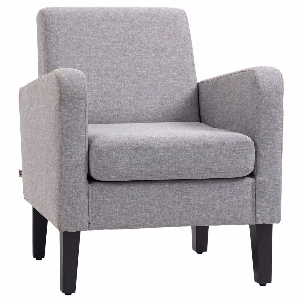 Wyld Haus Lurasa Grey Linen Look Box Armchair with Solid Wood Frame – 2