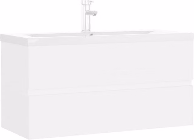 Berkfield Home Modern White Bathroom Sink Cabinet with Ceramic Basin and MDF Construction