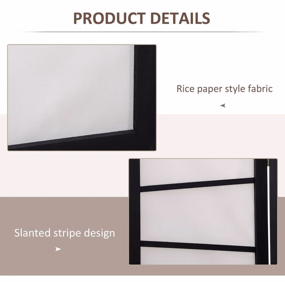 STILVORA 3 Panel Folding Privacy Screen in White Striped Wood – 4