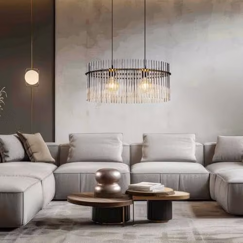 Globo Lighting Modern Suspended Pendant Light with Smoke Grey Glass and Black Metal, 2x E27, H 140 x W 60 x D 23 cm – 3