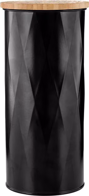 Orsina Black Geometric Airtight Metal Storage Canister with Bamboo Lid