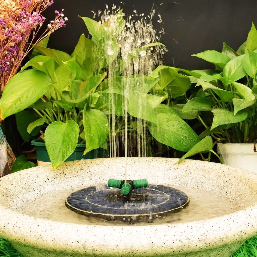 NESTLUNE Black Solar Fountain with Battery Backup, 8 LED Lights and 400L/H Flow Rate, W/D/H: 100 x 100 x 100 cm – 2