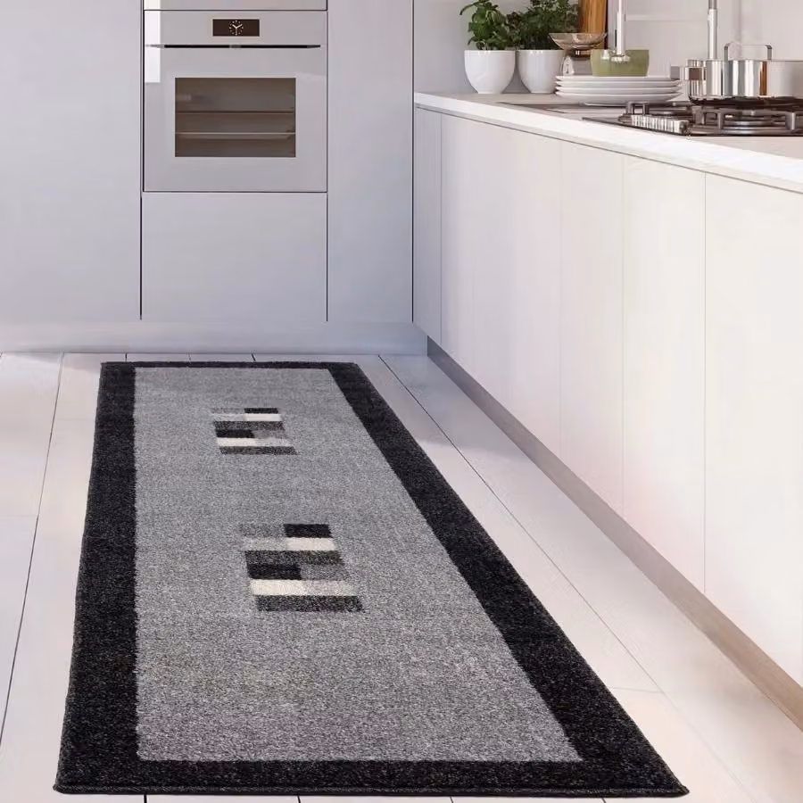 THE RUGS Efes Collection Modern Geometric Area Rug in Grey and Black, W: 60 cm, L: 110 cm – 6