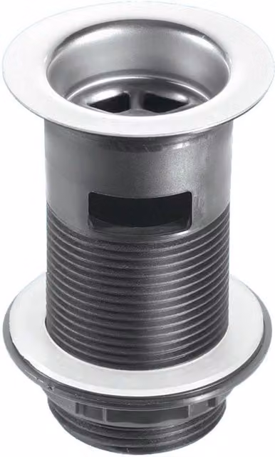 McAlpine BSW12 1 1/4 inch Black Plastic Slotted Basin Waste, 60mm Flange x 3 1/2 inch Tail, Grey