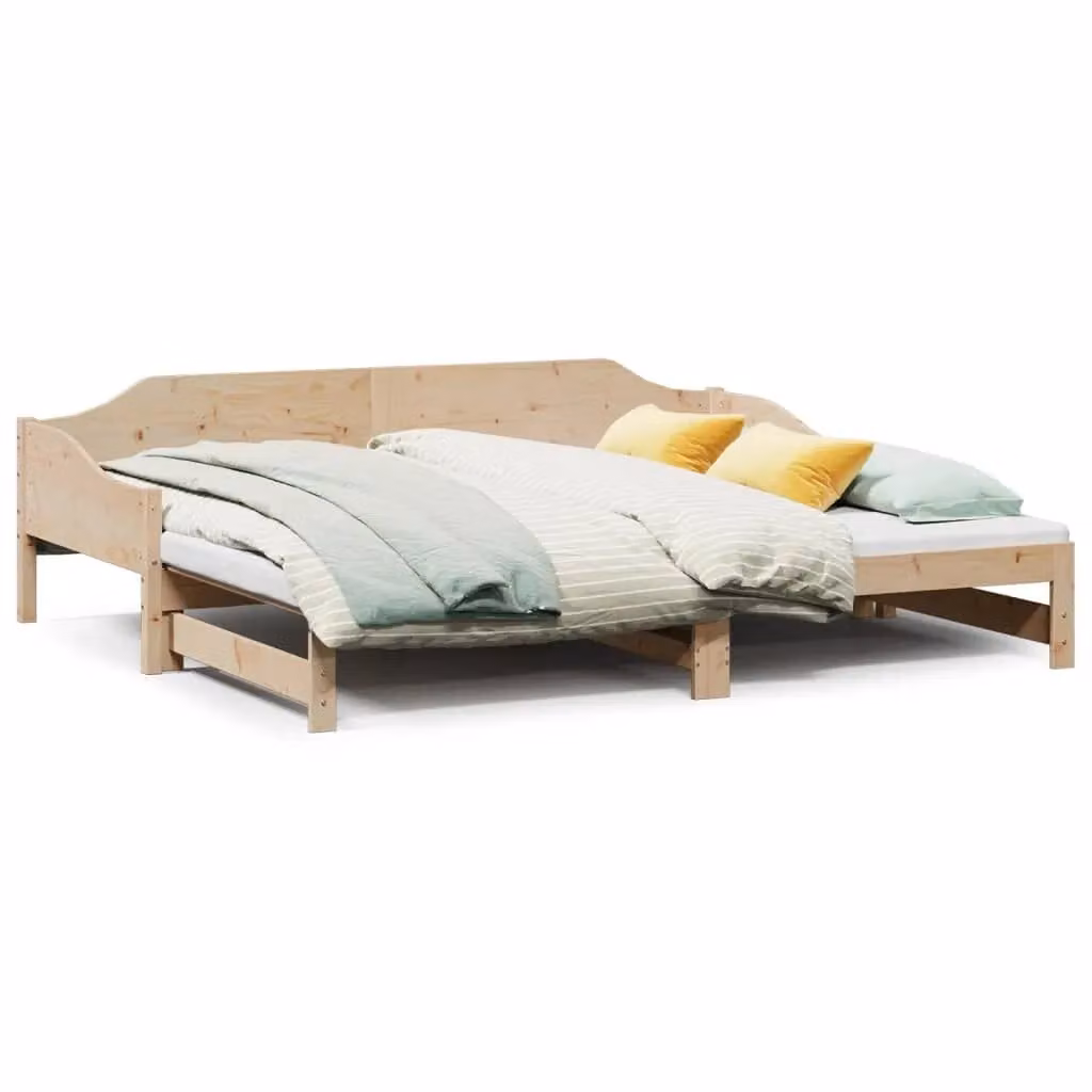 Berkfield Home Single Solid Wood Daybed with Trundle in Brown, W/D/H: 90 x 190 cm – 2