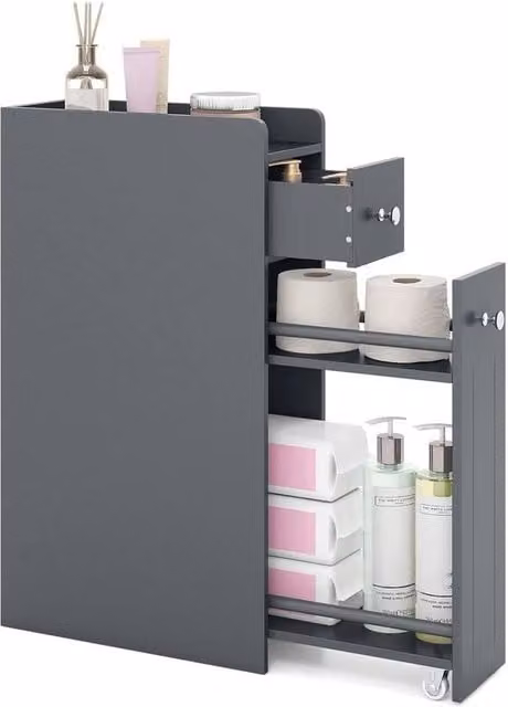Kelvenix 4-Tier Narrow Toilet Side Storage Cabinet in Grey