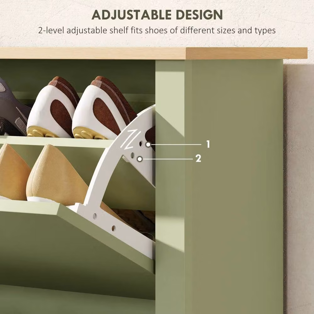 Wyld Haus Slim Green Shoe Cabinet with 2 Tilting Compartments, W/D/H: 80 x 26 x 72 cm – 4